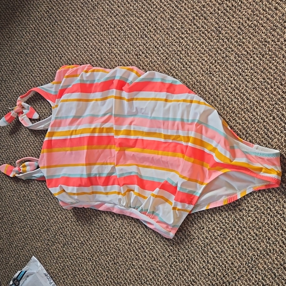 Kona sol one piece swimsuit bathing suit striped plus